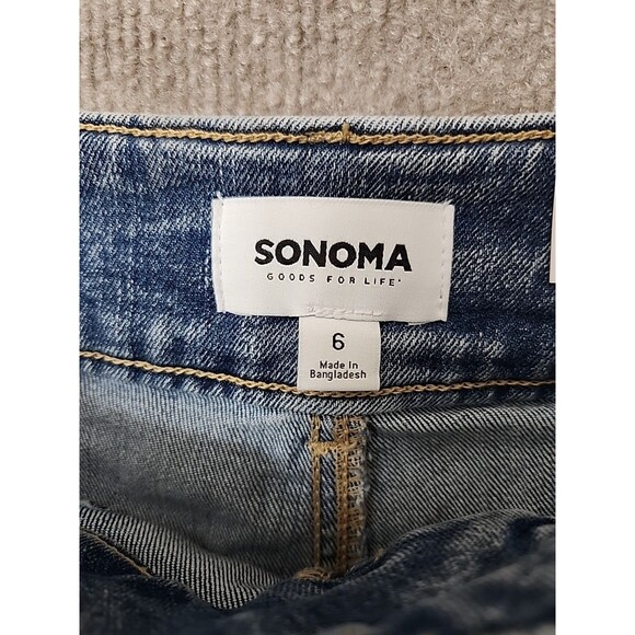 Sonoma Utility Jeans Womens 6 Blue Medium Wash Patch Pockets Stretch NEW - Picture 8 of 10
